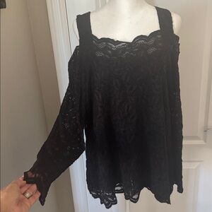 Chico's Black Lace Detail Top